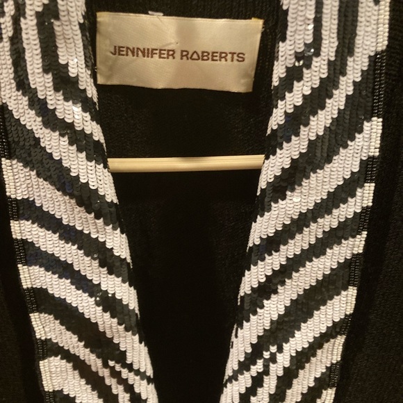 Vintage Jennifer Roberts Knit Black Sequin Jacket - Picture 8 of 11